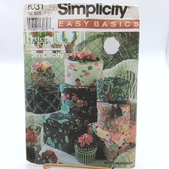 UNCUT Vintage Simplicity Better Homes & Gardens Easy Basics 8031 Fabric Box - Picture 1 of 2